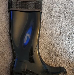 Salvatore Ferragamo tweed rain boots